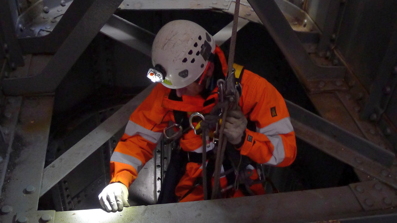 Roped access inspection confined space inspection - Tay Rail Bridge, UK
